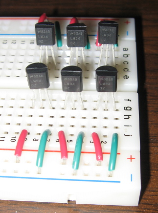 six LM34DZ sensors