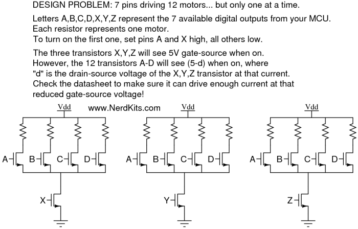 12 motors with 7 pins