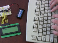 The PS/2 keyboard is connected directly to a USB NerdKit and its ATmega168 microcontroller.