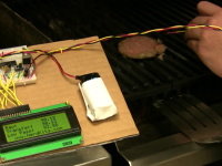 Meat thermometer system on the grill